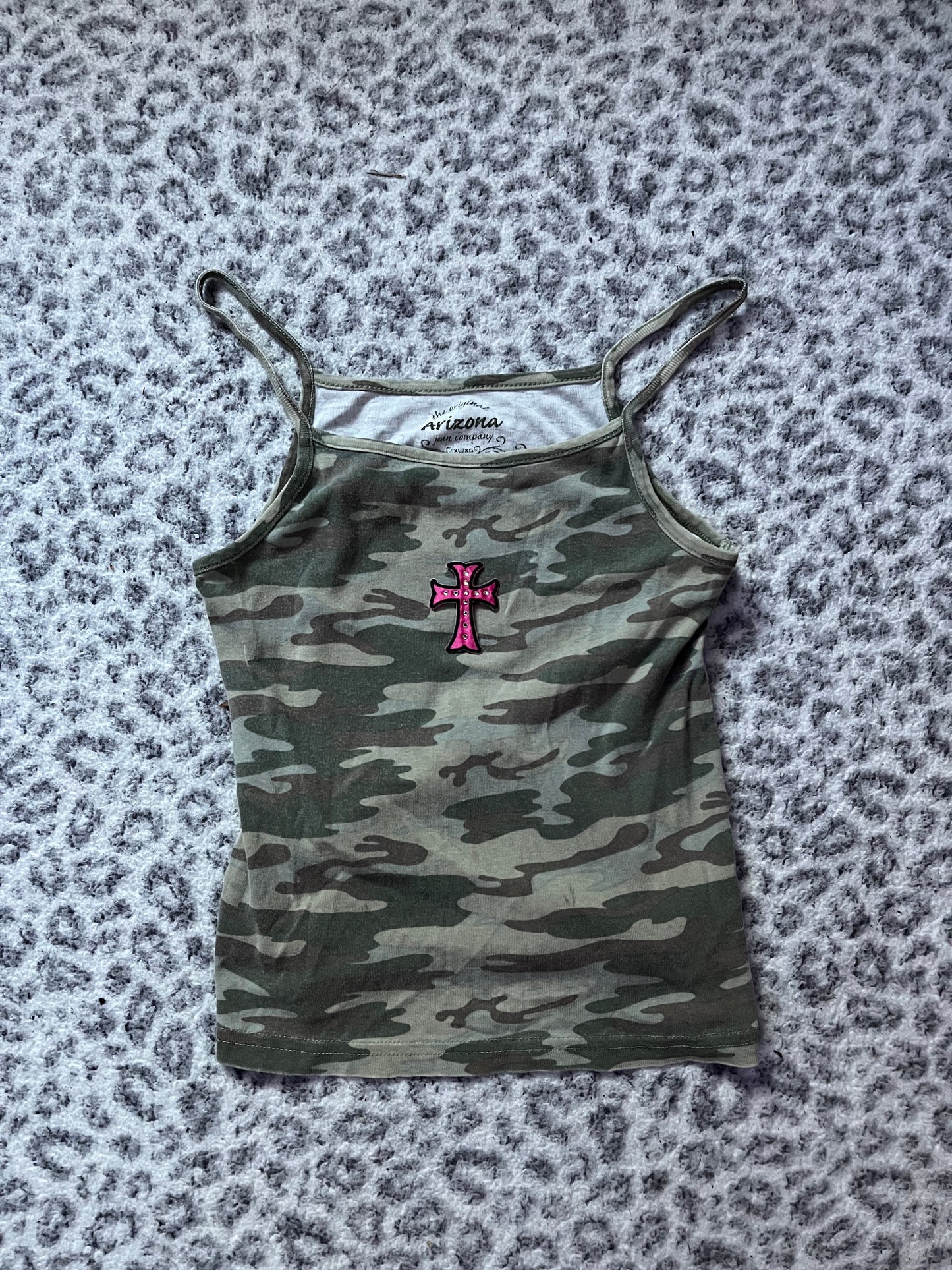 Vintage Arizona camo tank top with cross