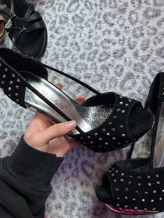 Gorgeous black heels with gems open toe