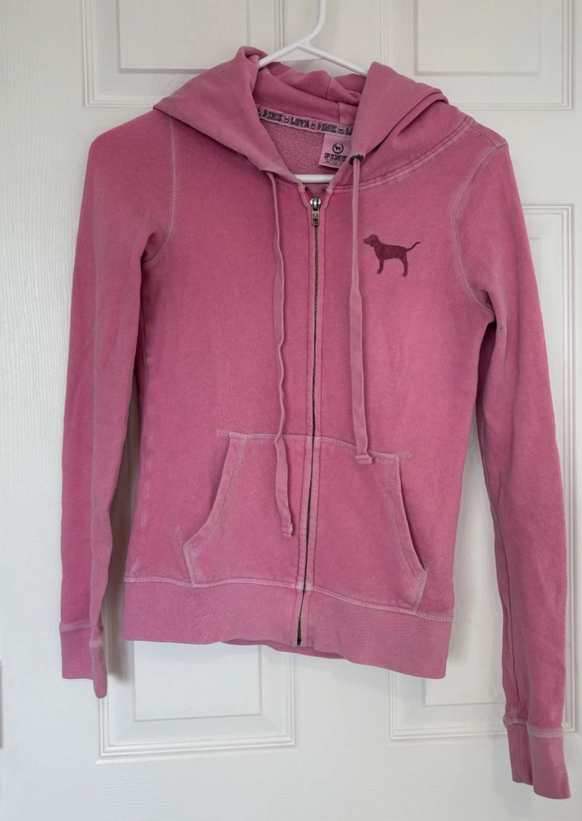 Vintage Victoria secret pink leopard rhinestone zip up