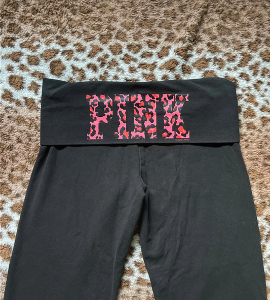 Y2K Victoria’s Secret pink vintage fold over leggings flare