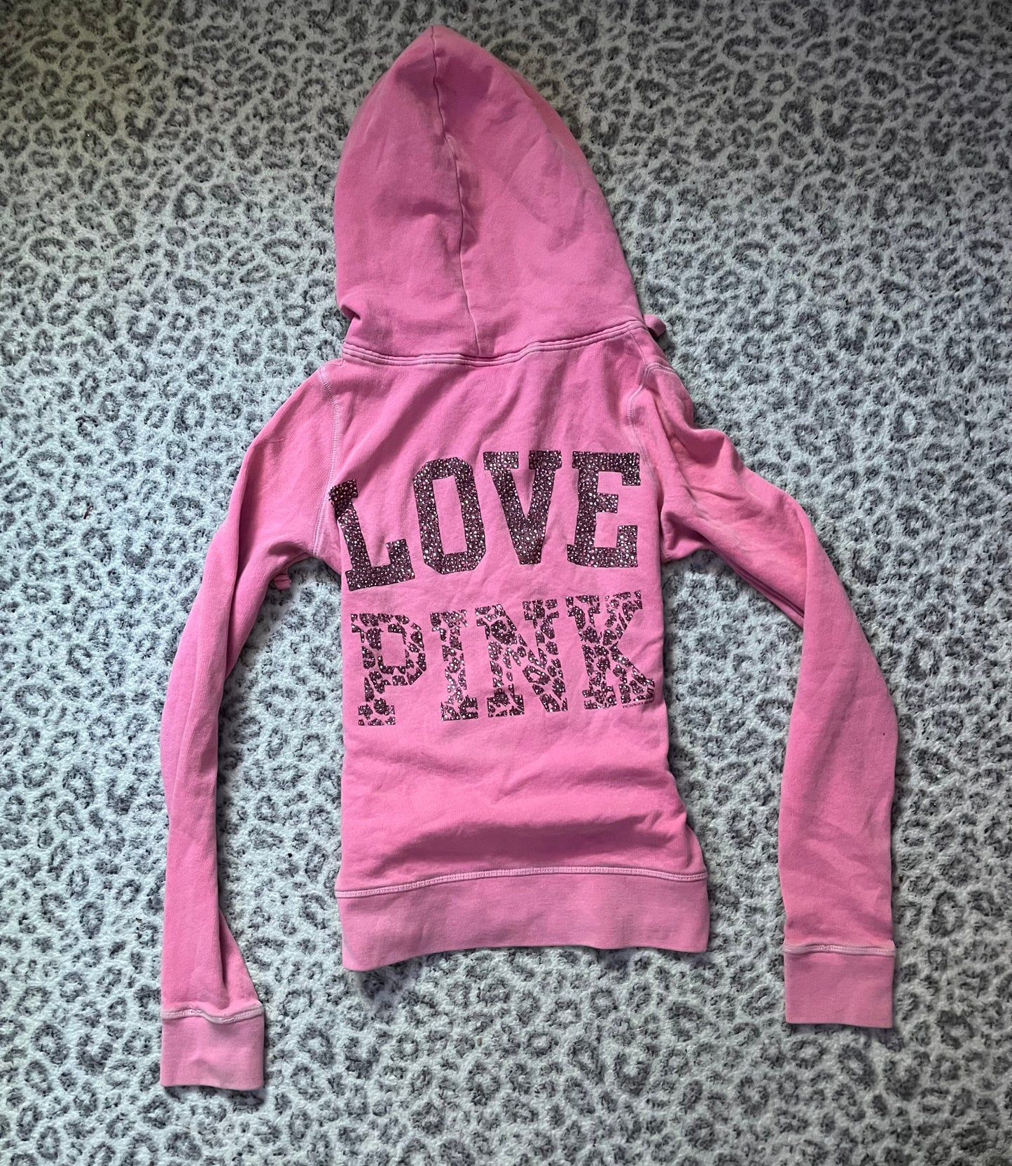 Vintage Victoria secret leopard print gemstone zip up