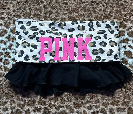 Vintage Victoria secret pink leopard print ruffle foldover mini skirt