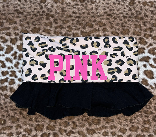Vintage Victoria secret pink leopard print ruffle foldover mini skirt